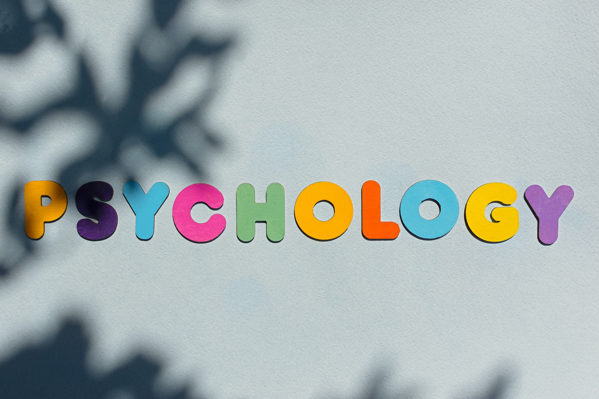Psychology word multicolored wooden letters.